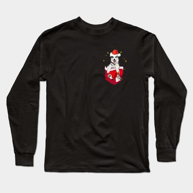 Husky In Pocket Christmas Gift Long Sleeve T-Shirt by Terryeare